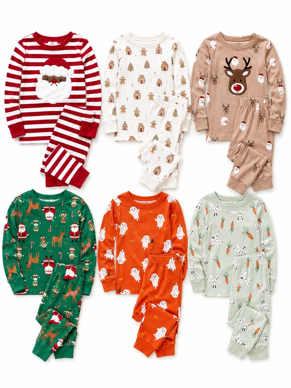 Carter’s 4T Holiday Pajama Bundle 6pc Christmas Halloween Easter